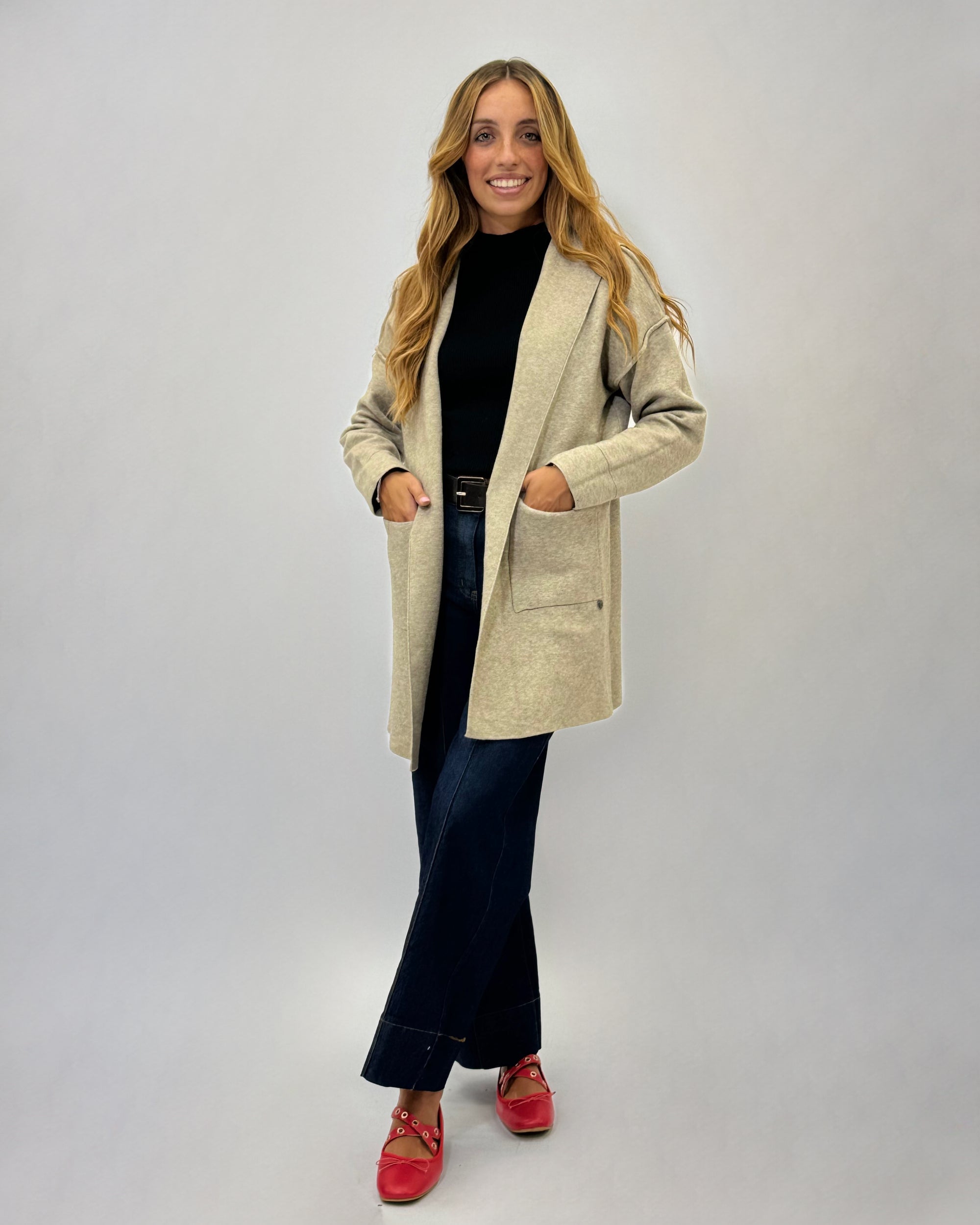 Cardigan lungo con cappuccio