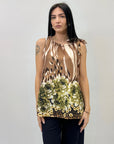 Blusa in raso con stampa
