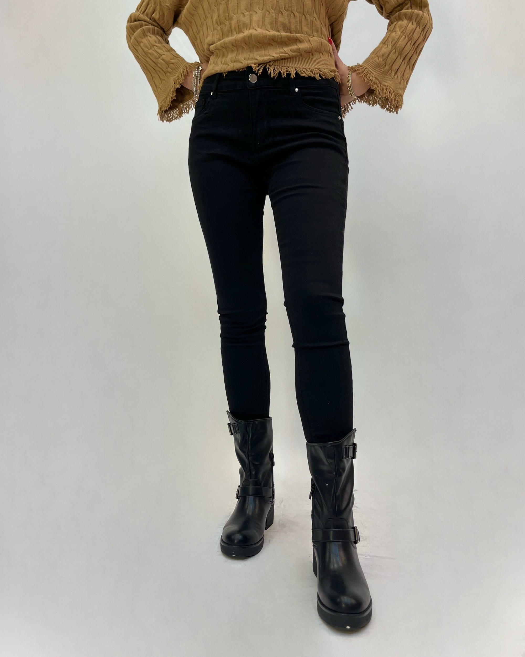 Pantaloni basic in cotone colorati push-up