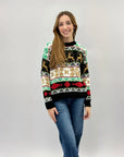 Maglione natalizio con renne e fiocchi di neve