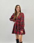 Abito tartan con maniche palloncino