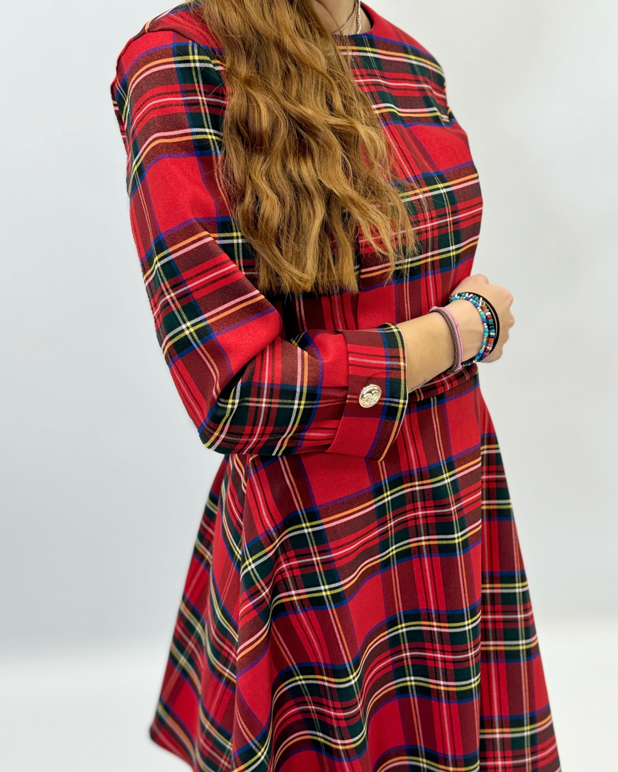 Abito tartan con gonna ampia
