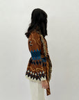 Cardigan Etnico con Frange e Cintura – Fantasia Geometrica Multicolor