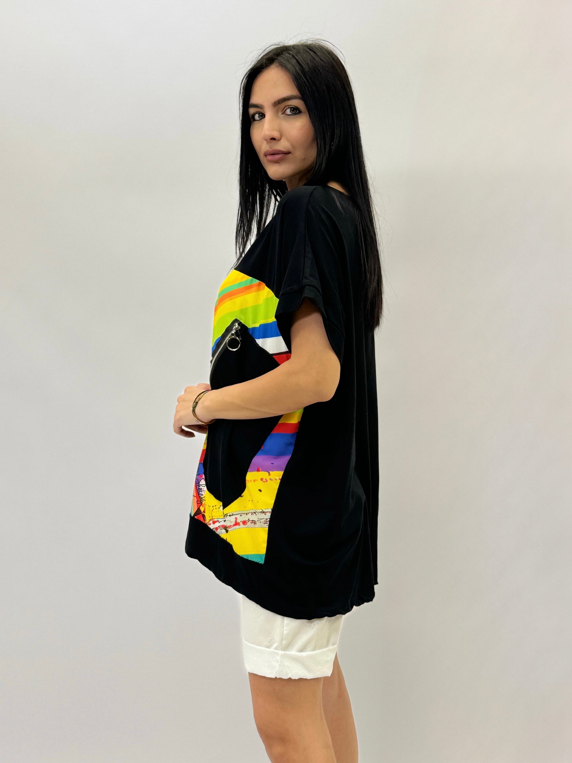 T-shirt in cotone con stampa taglia comoda
