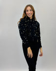 Maglione perle con zip crop