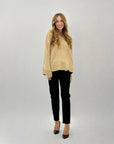 Pantaloni vita alta in pile con cintura