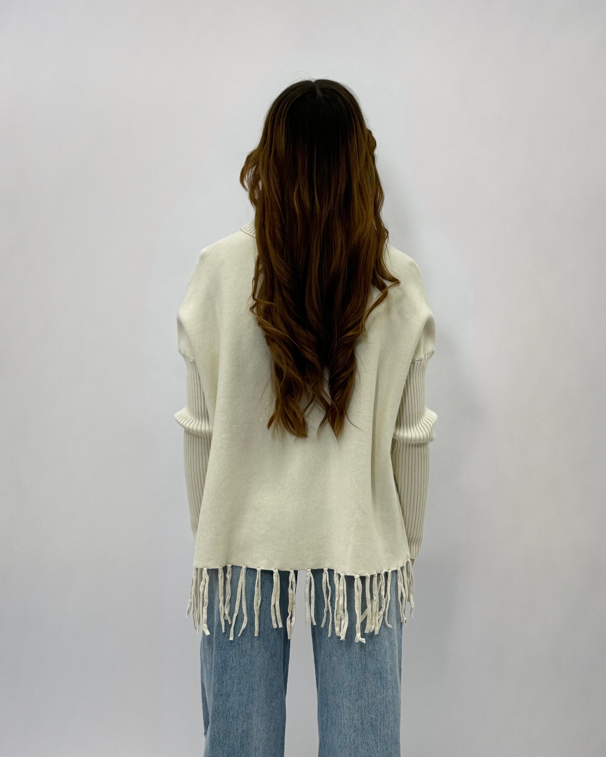 Maglione dolcevita comodo con frange