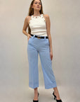 Pantaloni con cintura a gamba larga