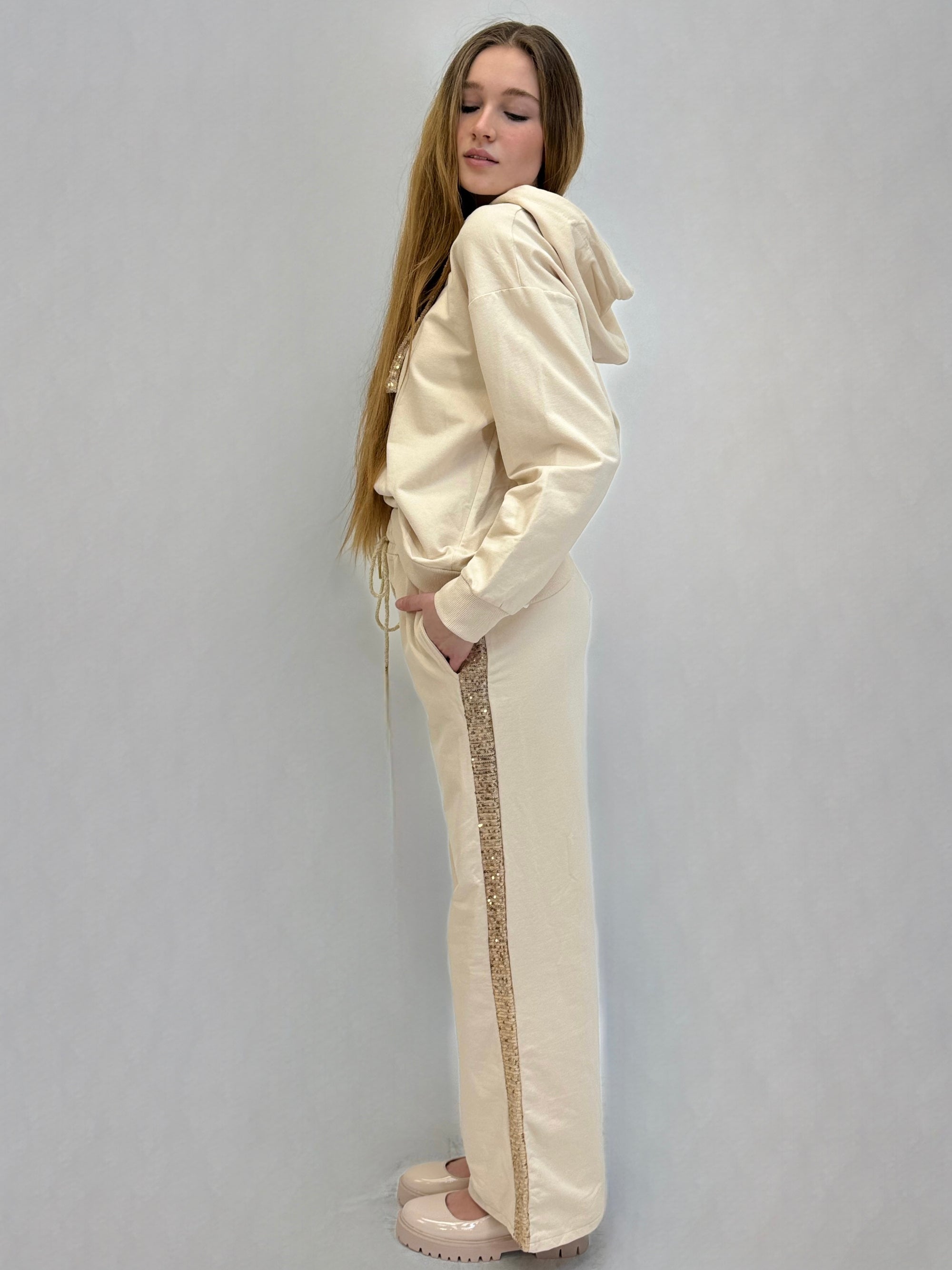 Pantaloni tuta con paillettes laterali