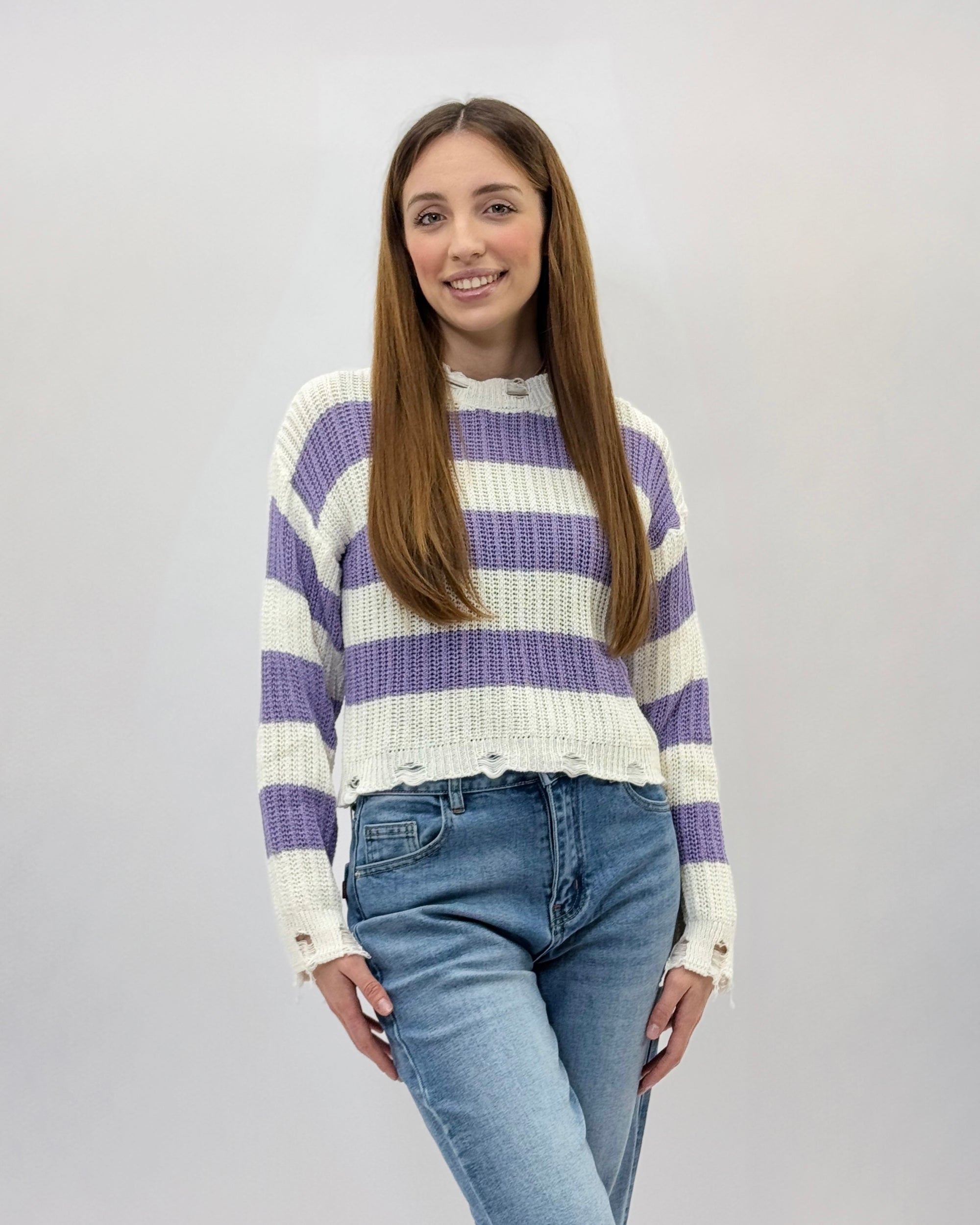 Pullover a righe con dettagli