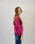 Pullover morbido con strisce di paillettes