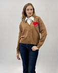 Cardigan in maglia fine con cuore amore