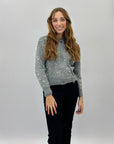 Maglione perle con zip crop