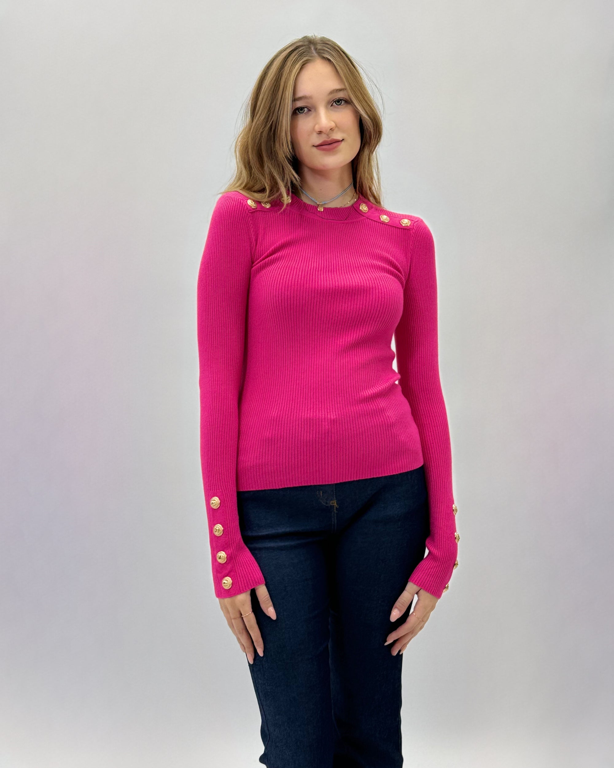 Pullover basic tinta unita con bottoni