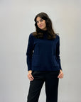 Pullover lupetto con tasche frontali misto lana