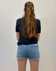 Pantaloncini jeans elasticizzato con risvolto