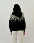 Maglione con cappuccio stampa jacquard
