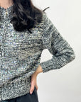 Cardigan con paillettes e zip