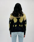 Maglione misto lana con stampa rose