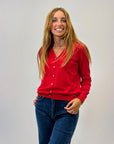 Cardigan basic con bottoni gioielli