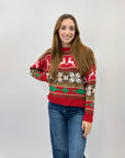 Maglione natalizio con renne e fiocchi di neve