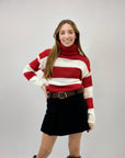 Maglione dolcevita righe effetto peluche