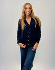 Cardigan basic con bottoni gioielli