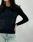 Maglione con intreccio e pelo