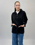 Giacca in suede con cappuccio
