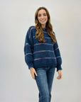 Maglione misto lana con dettaglio righe