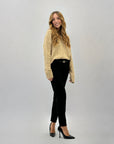 Pantaloni vita alta in pile con cintura