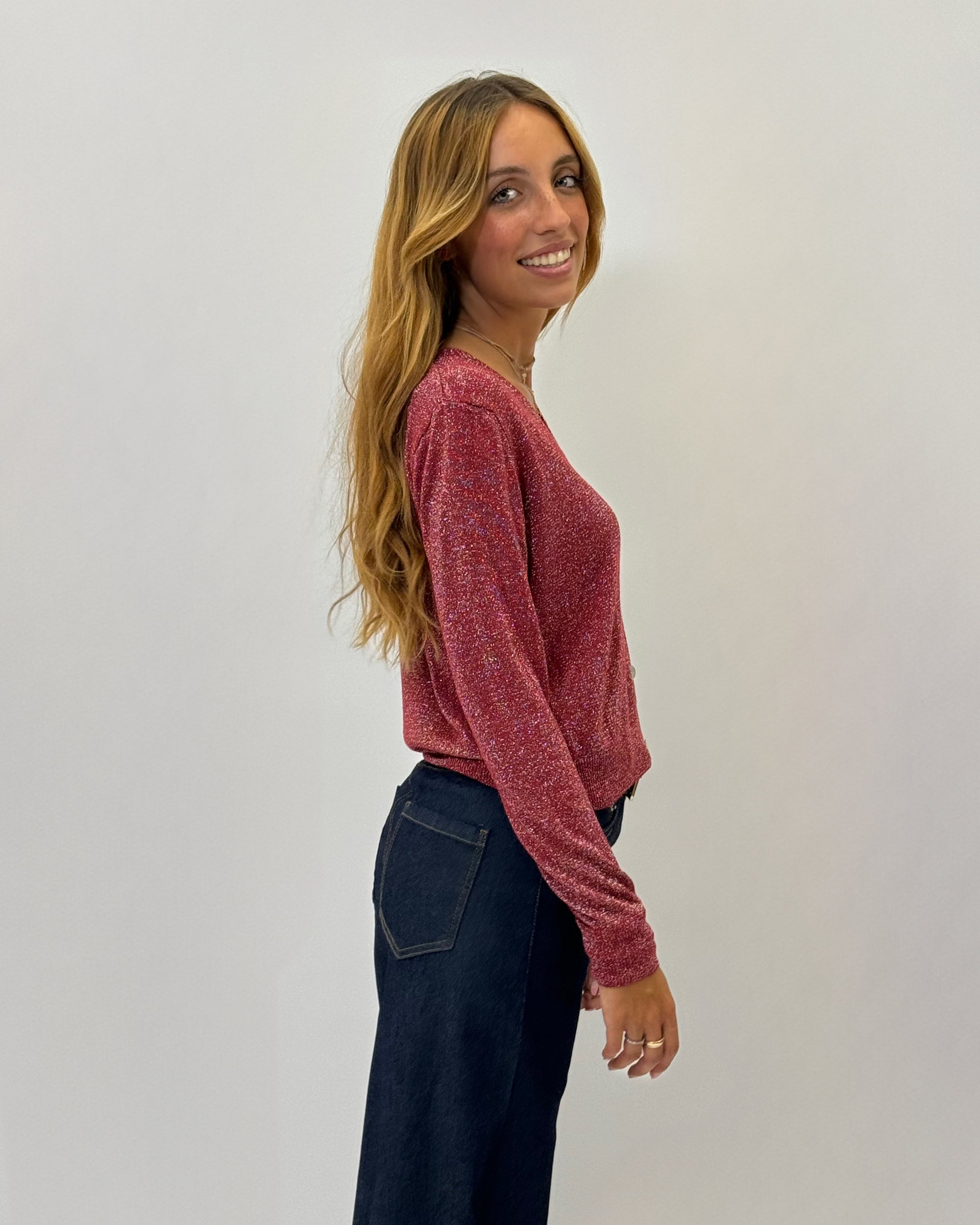Cardigan basic con lustrini