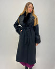Cappotto lungo foderato con pelliccia sintetica