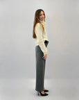 Pantaloni gamba larga con cintura in lurex