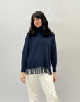Maglione ampio dolcevita con frange