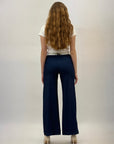 Pantaloni gamba larga con cintura in stoffa