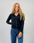 Cardigan basic con bottoni gioielli