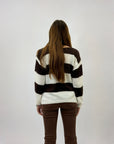 Maglione girocollo a righe effetto peluche