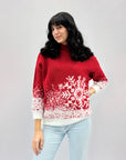 Maglione lupetto misto lana con fiocchi di neve