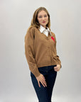 Cardigan in maglia fine con cuore amore