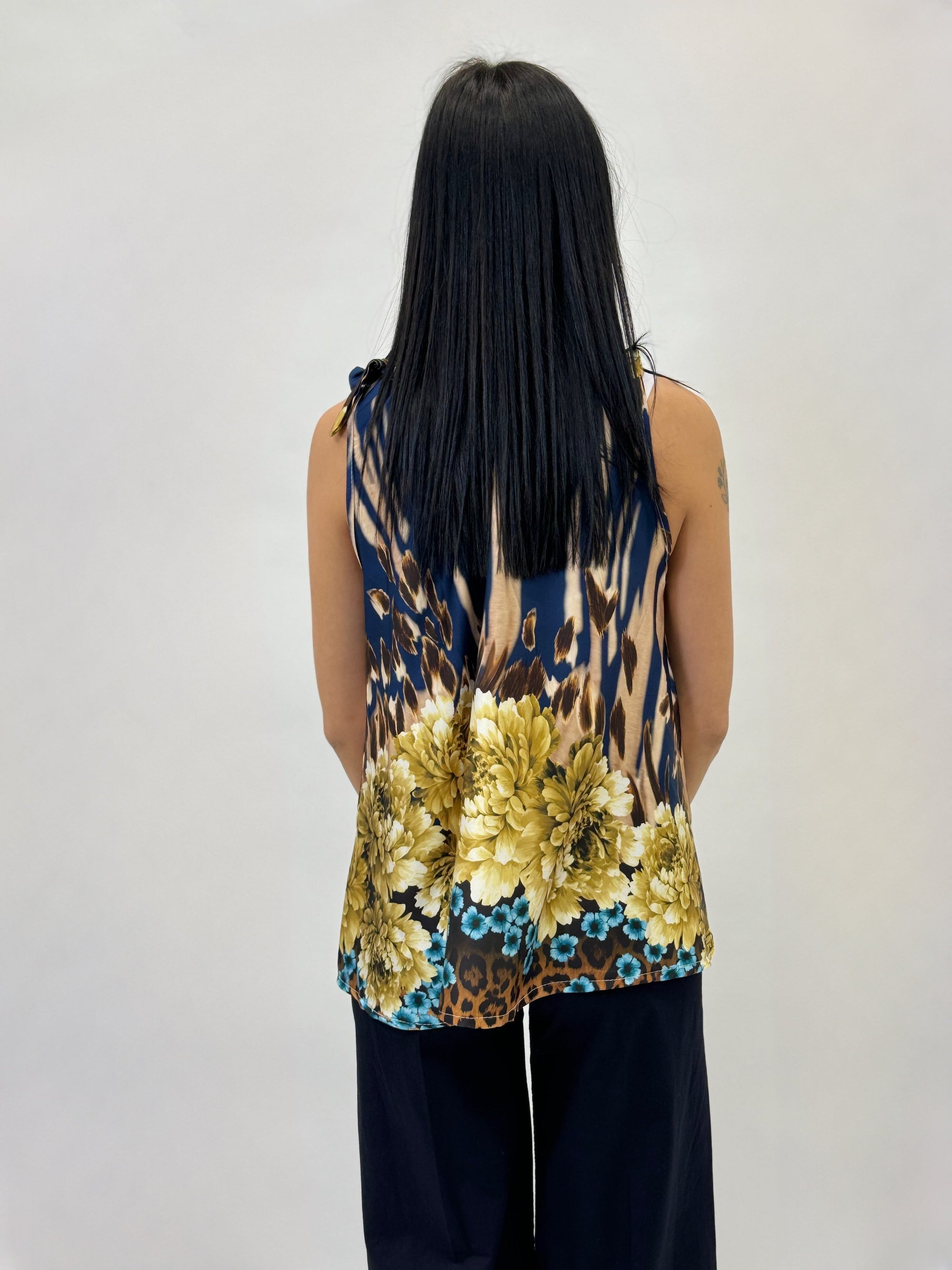 Blusa in raso con stampa