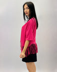 T-shirt tinta unita con frange
