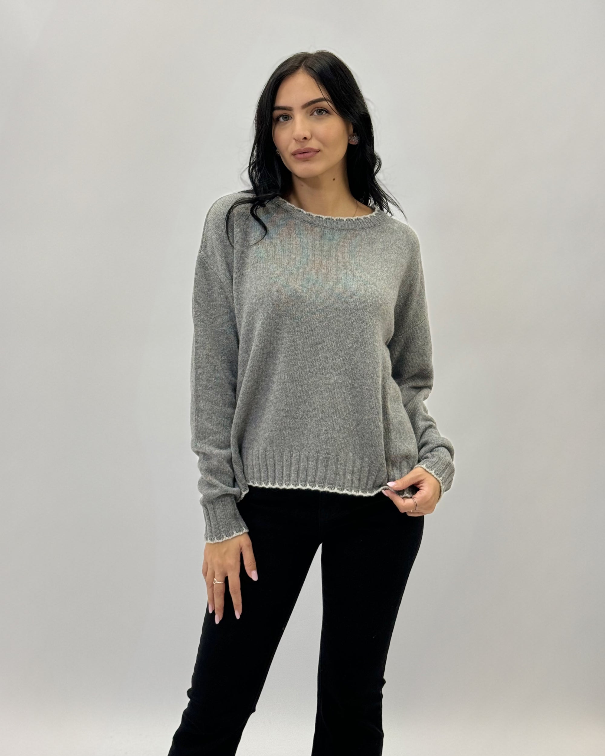 Pullover dettaglio collo cashmere blend