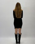 Abito a costine con spalle bardot