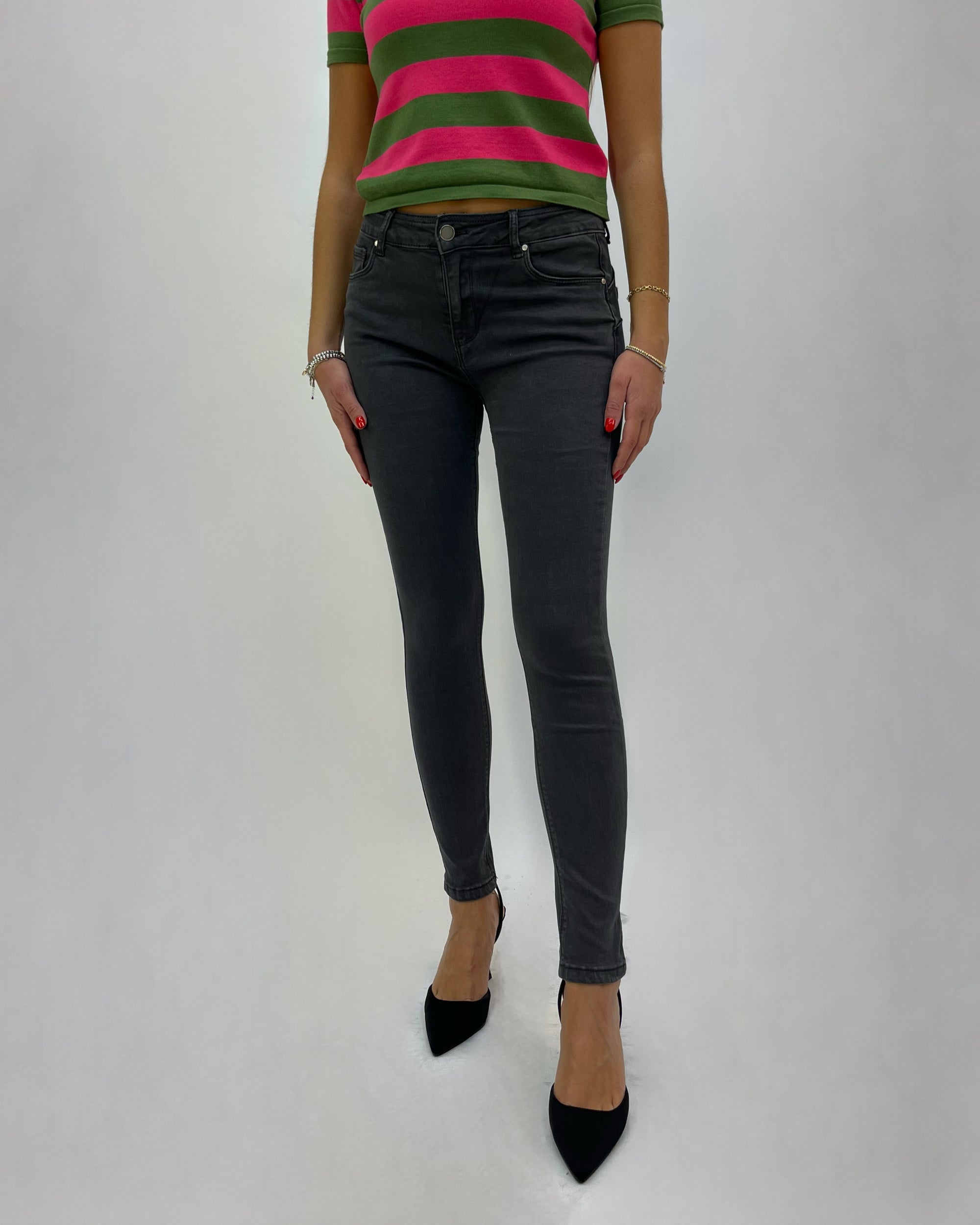 Pantaloni basic in cotone colorati push-up