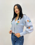 Cardigan comodo con maniche palloncino