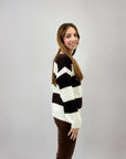 Maglione girocollo a righe effetto peluche