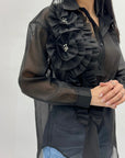 Camicia in seta con dettaglio fiori