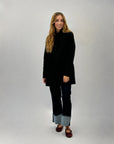 Cappotto Bouclé con Collo Alto e Bottoni Made in Italy