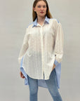 Camicia comoda in pizzo sangallo dettaglio righe